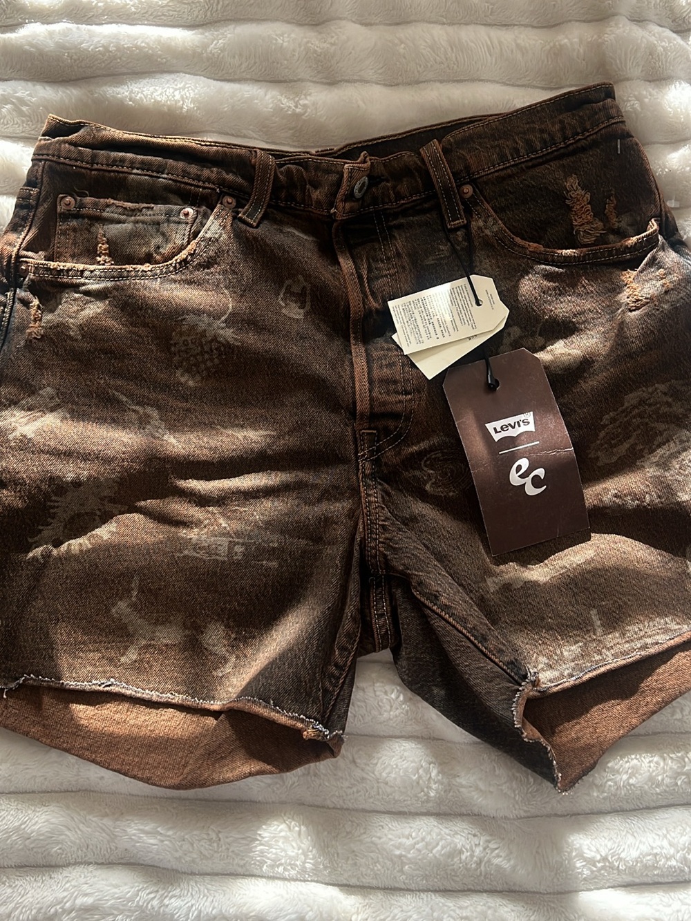 Levi's Brown Distressed Men's Denim Cutoff Shorts